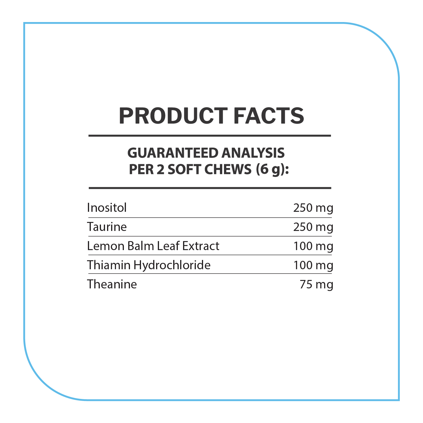 Calm Supplement Facts